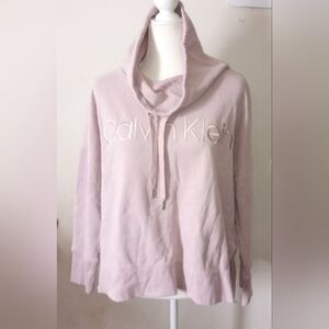 Calvin Klein Pastel Pink Side Slit Crop High Neck Sweatshirt Women's Size M